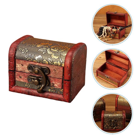 WEUVEB Retro Wood Small Sundry Storage Box with Original Buckle 1 Pc