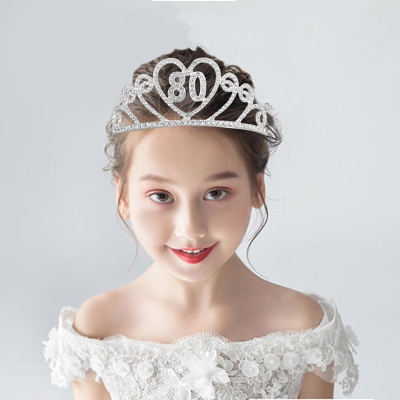 WEUVEB 1PC Retro Style Hair Crown with Comb for Engagement Parties Silver Rhinestone