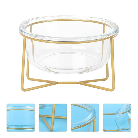 WEUVEB 1Pc White Glass Elevated Pet Food Bowl Durable High Base Feeder for Cats and Small Dogs