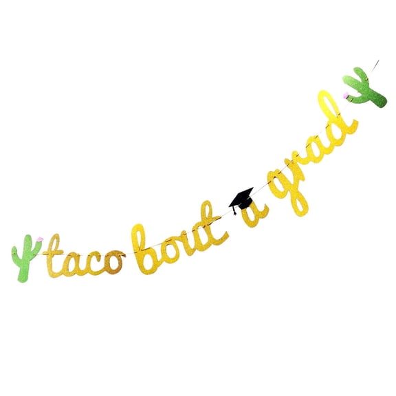 WEUVEB 1Pc Yellow Graduation Party Bunting Paper Banner for Festive Party Decor Supplies