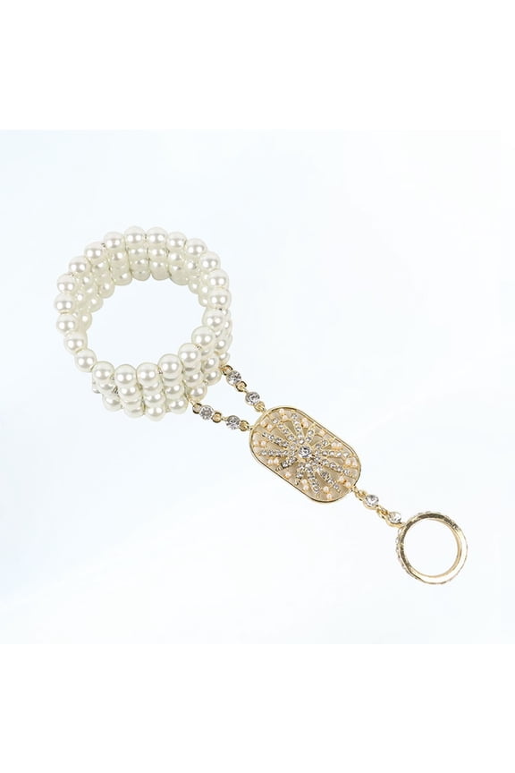 Vintage Bridal Hand Jewelry for Women, Golden Copper with Rhinestones, Elastic Band for Daily Wear and Special Occasions