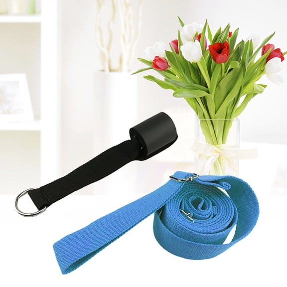 WEUVEB 1Pcs Equipment Cotton Yoga Strap in Lake Blue for Improving Flexibility and Poses