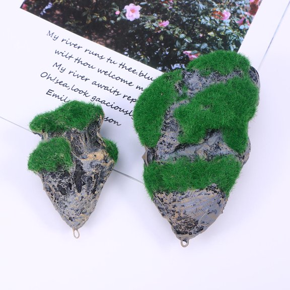 WEUVEB 1Pcs Floating Moss Rocks Aquarium Resin Olive Green Aquascaping Rocks Home Aquarium