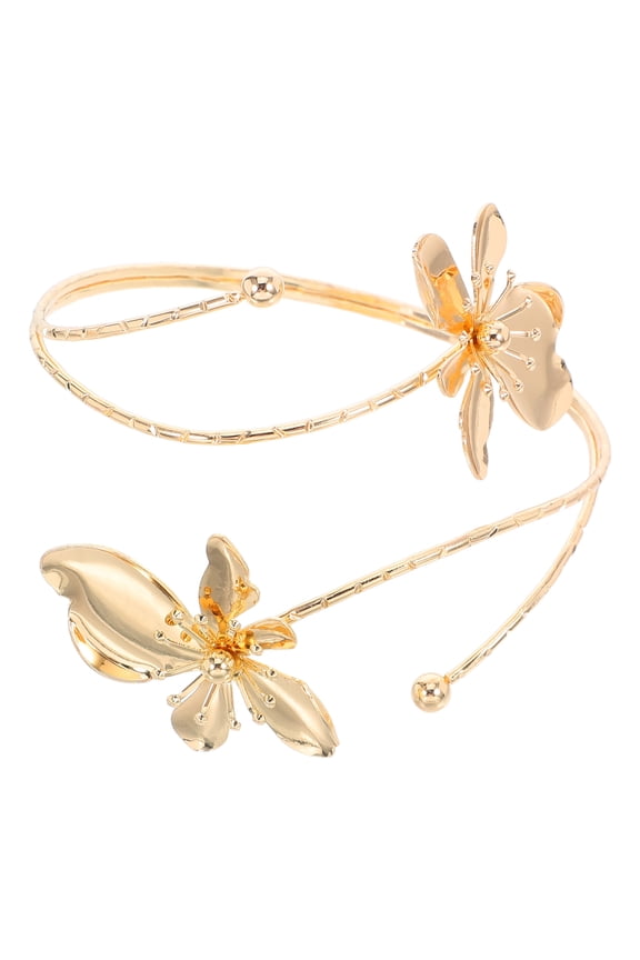 1Pcs Arm Cuff Bracelet For Women Golden Metal Flower Stylish Design Fashion Accessory Weddings