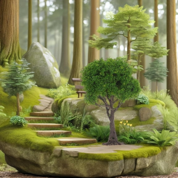 WEUVEB 1 Piece Plastic Green Landscape Decoration Trees for Craft Projects and Model Scenery