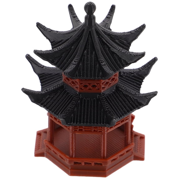 WEUVEB 1Pcs Miniature Pavilion Figurine Bonsai Landscape Decor Asian Garden Style Plastic Small 6.0X4.8X4.8in