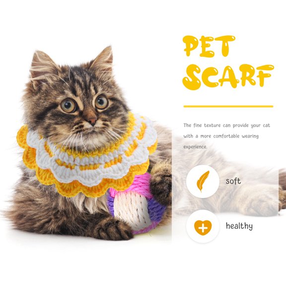 WEUVEB Knitted Collar for Pet Woolen Yellow 1Pcs