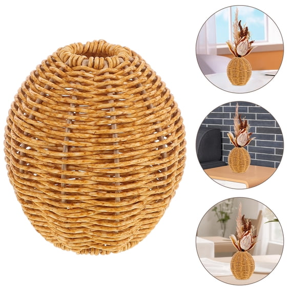 WEUVEB 1Pcs Rustic Flower Vase Khaki and Yellow for Indoor Flower Arrangement and Decorative Effect