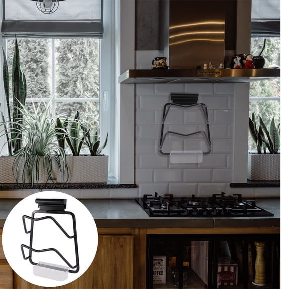 WEUVEB Black Titanium Kitchen Pot Lid Holder Rack, Space-Saving Storage Organizer, Easy No-Drill Installation, 1 Piece