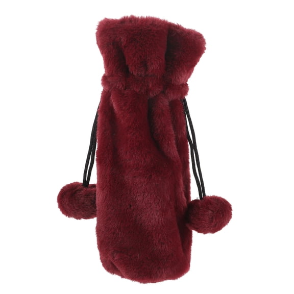 WEUVEB Holiday Plush Wine Bottle Wrap Dark Red Soft Reusable Wine Pouch