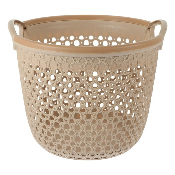 WEUVEB Large Capacity Breathable Clothes Storage Basket with Hollow Out Design, Coffee PP Organizer Bin