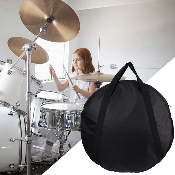 WEUVEB Portable Handheld Cymbal Bag with Compact Storage Pocket, Black Instrument Carrying Case for Musicians
