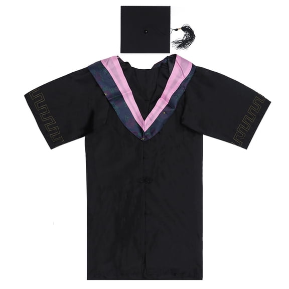 WEUVEB 1Set Black Doctoral Graduation Gown Academic Dress Shawl Cap Graduation Cloak Durable Practical Set