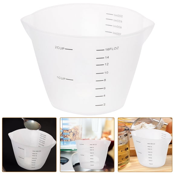 WEUVEB 1Pc Transparent Graduated Cup Kitchen Measuring Jug for Baking with Double Mouth Design