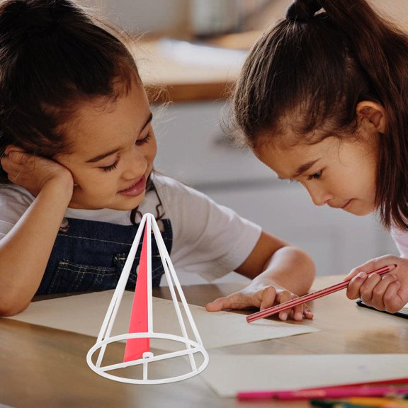WEUVEB 1Set Math Teaching Supplies Geometric Solids Set with Metal Cylinder Frame and Rotating Plates for Classroom