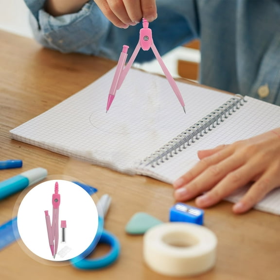 WEUVEB 1Set Pink Metal Drafting Compasses Smooth Operation High Precision Circle Drawing Tool