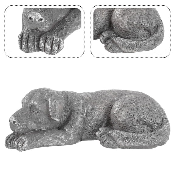 WEUVEB 1Set Resin Statue for Dogs Realistic Design Tombstone Memorial Ornament Garden Sculpture Waterproof 5.5x3.1in