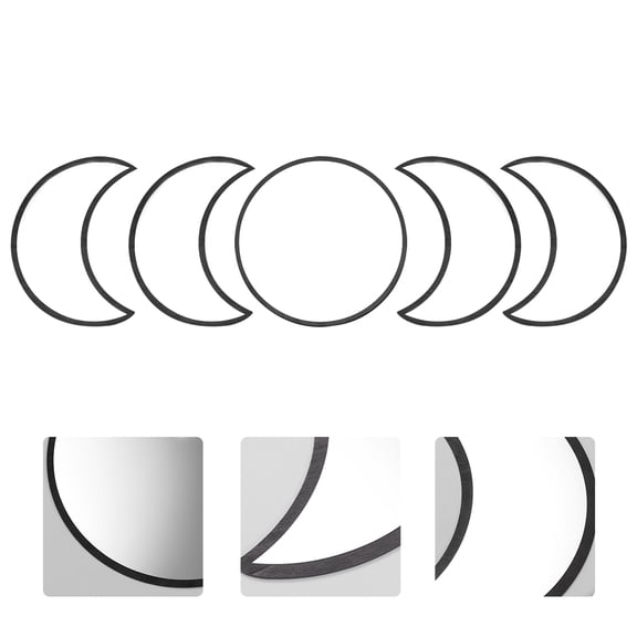 WEUVEB 1Set Self Adhesive Acrylic Moon Phase Mirror Decorative Wall Art in Black for Bedroom