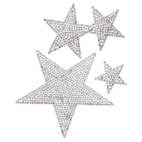 WEUVEB 1Set Silver 3D Rhinestone Star Car Decal Auto Decor Sticker for Car Exterior