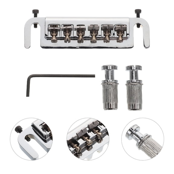 WEUVEB 1Set Adjustable Electric Guitar Bridge Tailpiece Metal Saddle for Enhanced Sound