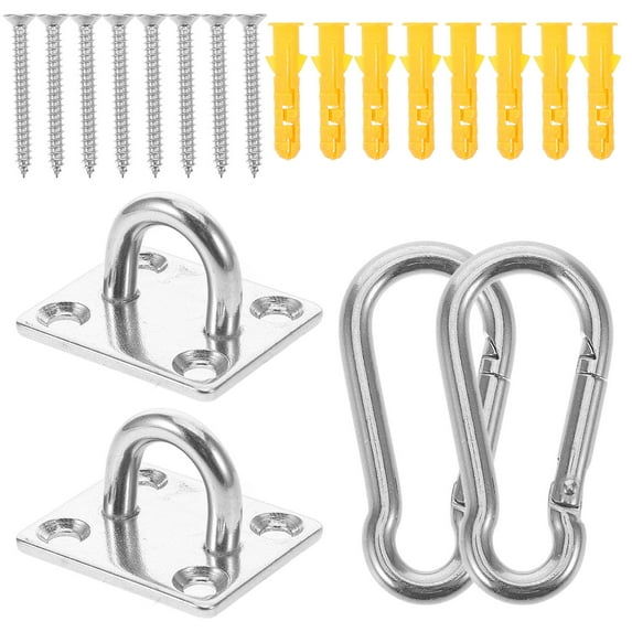 WEUVEB 1Set Stainless Steel Pad Eye Plate Ceiling Hooks Heavy Duty Marine Applications 1.30X1.10X0.86In