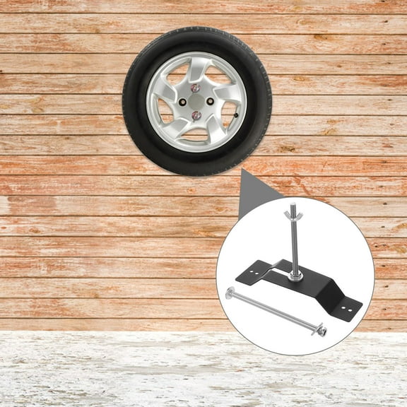 WEUVEB 1Set Wall Mount Spare Tire Carrier Metal Trailer Tire Holder Secure Fastening Universal Fit Black