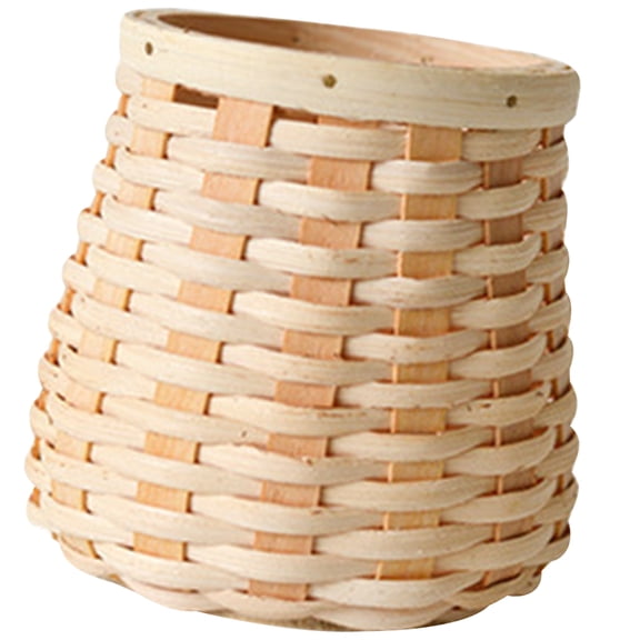 WEUVEB Beige Small Woven Storage Basket Organizer for Desk, Bathroom, Home Office, and Versatile Storage Solutions