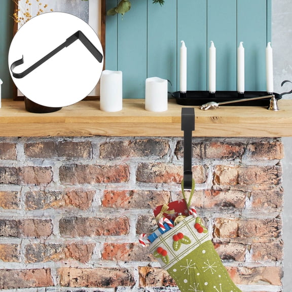 WEUVEB Black Metal Christmas Stocking Holders for Mantel, Easy to Install Holiday Hooks, Festive Home Decor Accessories