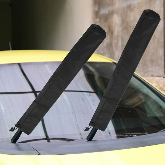 WEUVEB 2 Pairs Wiper Blade Protective Covers Car Wiper Cover Black Polyester Waterproof Protection Snowy Conditions