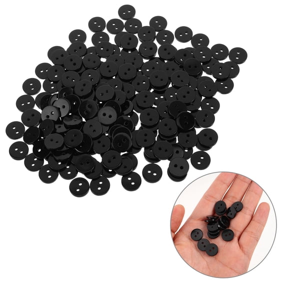 WEUVEB 200Pcs Plastic Black Buttons for Sewing and Crafting Classic Shirts and Clothing Design
