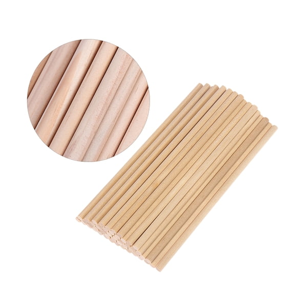 WEUVEB 200Pcs Round Woodcraft Sticks for Diy Projects and Toy Making Khaki 15 x 0.5cm
