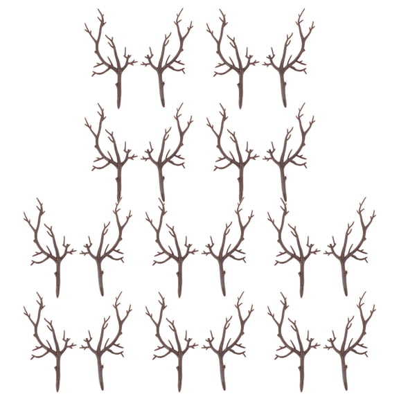 WEUVEB 20PCS Brown Artificial Antler Holiday Decorations, Dried Tree Style Plastic Ornaments for Seasonal Home Decor