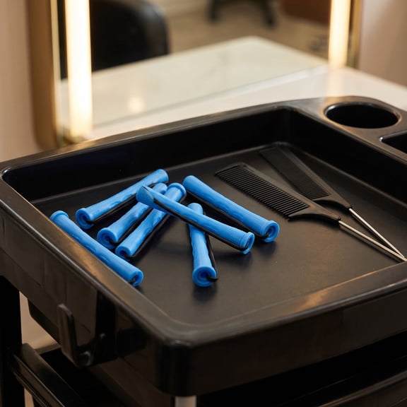 WEUVEB Silicone Plastic Perm Rods, Easy Wavy Curls, No Heat, with Rat Tail Comb for Styling