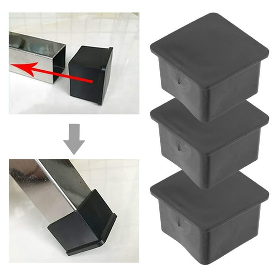 WEUVEB 20Pcs Protective Caps for Chair Legs Square Black PVC for Bar Stool Foot Slides