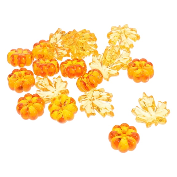 WEUVEB 20Pcs Pumpkin Maple Leaf Vase Fillers Fall Beads Floating Candle Decor for Thanksgiving