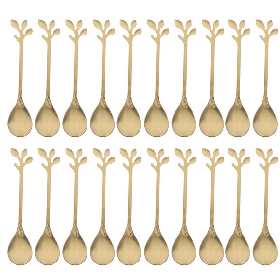 WEUVEB 20pcs Gold Appetizer Spoons Stainless Shape Serving Ice Cream For Social Gatherings
