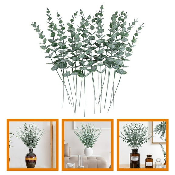 WEUVEB Artificial Eucalyptus Leaves Dark Green -Pcs Indoor Decoration