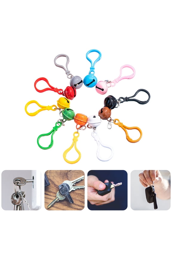 24Pcs Novel Style Bell Pendant Key Rings with Crisp Sound for Decor