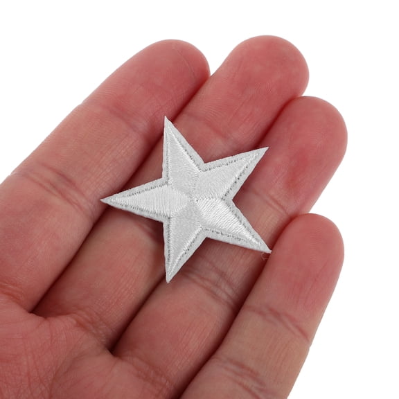 WEUVEB 24pcs Iron on Backpack Patches White Polyester Decorative Star Applique for Projects