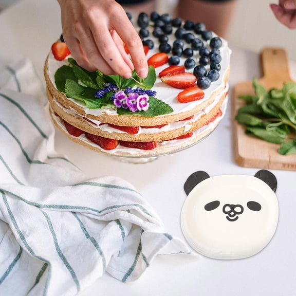 WEUVEB 24Pcs Panda Shape Disposable Paper Plates with Assorted Colors for Festive Table Use