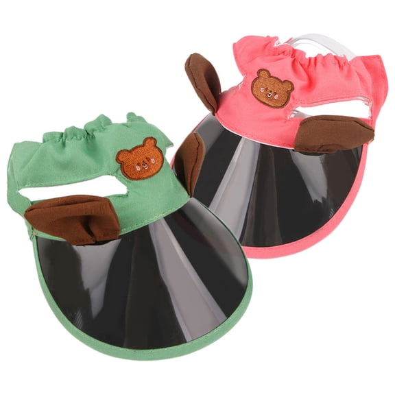 WEUVEB 2Pcs Breathable Dog Sun Cap with Ear Holes Adjustable Strap Pet Hat for Small Dogs and Cats
