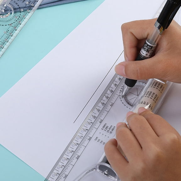 WEUVEB 2-Pack Transparent Plastic Parallel Rulers for Drawing Circles, Arcs, Straight Lines, and Technical Drafting