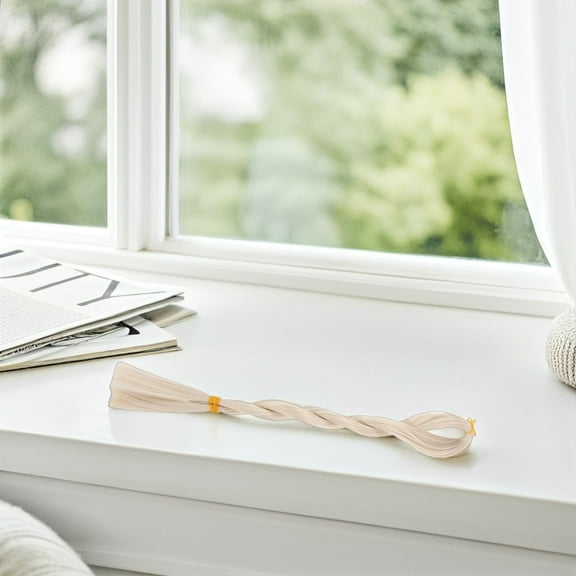 WEUVEB 2 Bunches Doll Wig Hair for Hairstyle Creation in Beige Color, Soft and Synthetic Hair