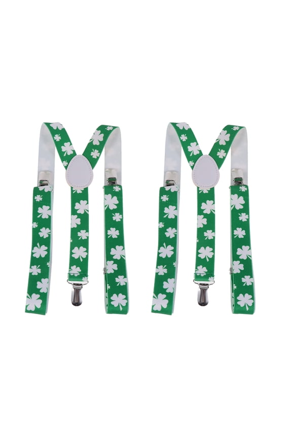 2Pcs Green Elastic Suspenders Adjustable Clip on Braces for Pants Durable Comfortable Secure Fit