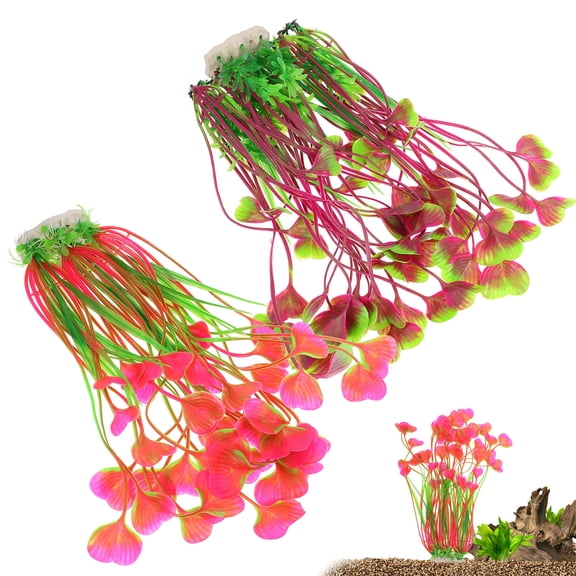 WEUVEB 2Pcs Heart Design Plastic Aquarium Plants Fish Tank Accessories Fake Grass Decor