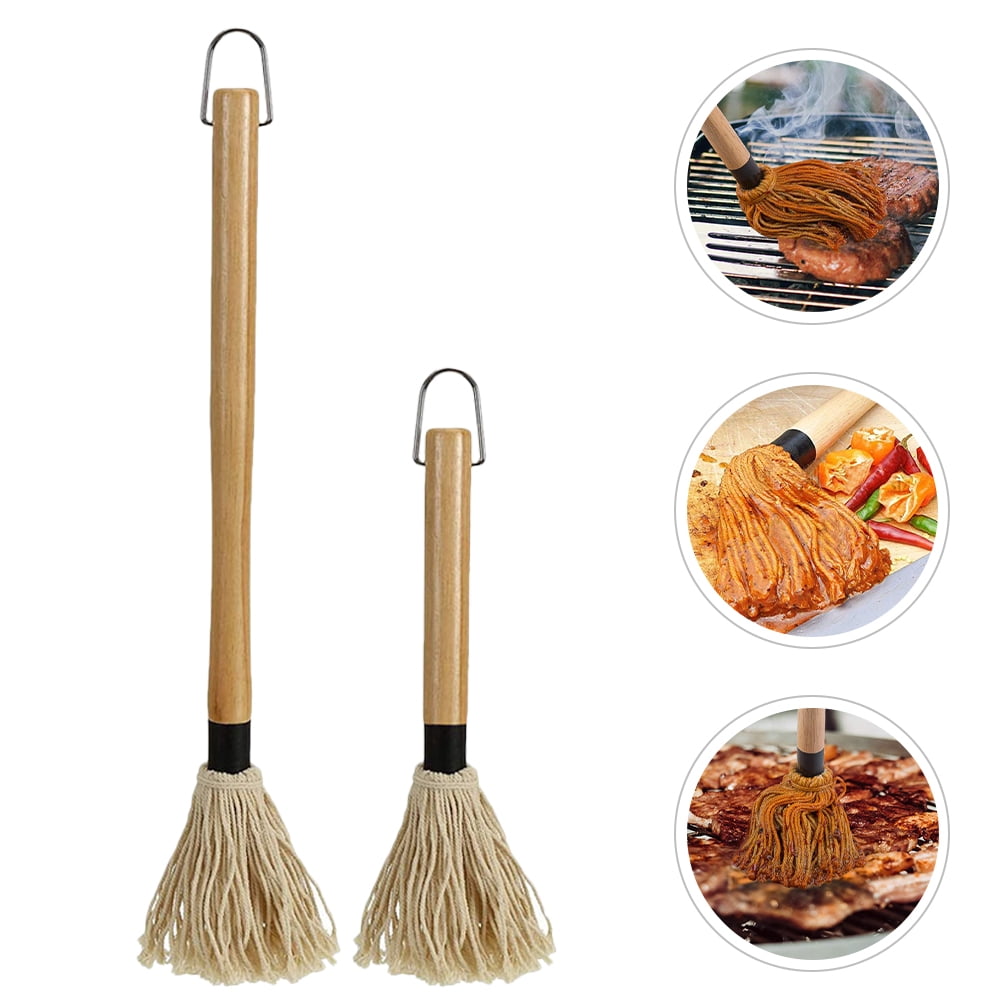Meat Mop WEUVEB 2Pcs Bbq Sauce Basting Mop with Wooden Handle for Grilling Tools ...