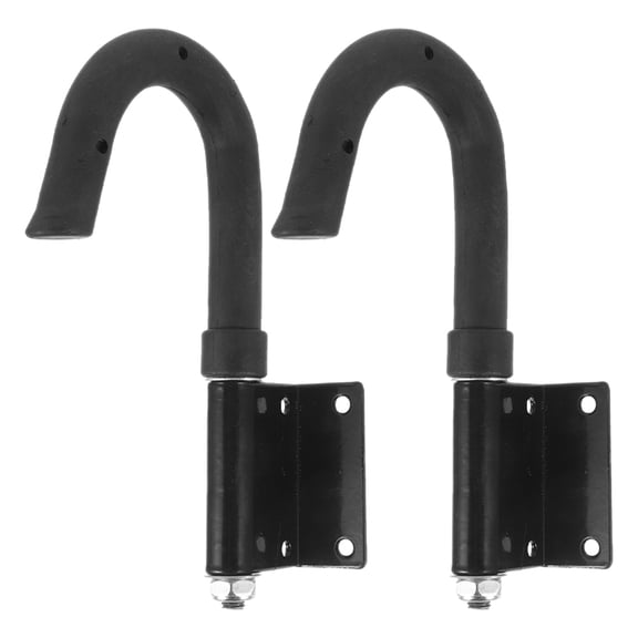 WEUVEB 2Pcs Black Metal Ladder Hooks for Wall and Roof Storage with Anti Fall Hook for Secure Use