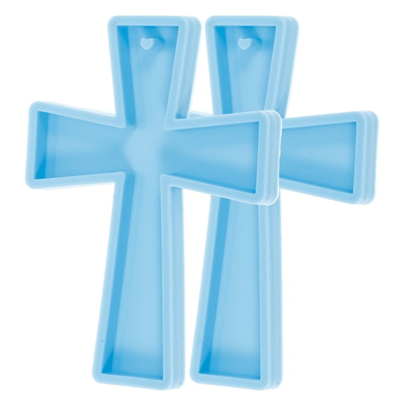 WEUVEB 2-Pack Silicone Cross Mold for Crafts, Flexible Non-Stick Epoxy Resin Casting Keychain Decoration