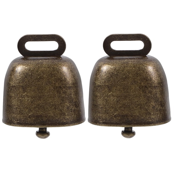 WEUVEB 2Pcs Calling Bells with Handle Coffee Tone Iron Bells for Sporting Events and Outdoor Use