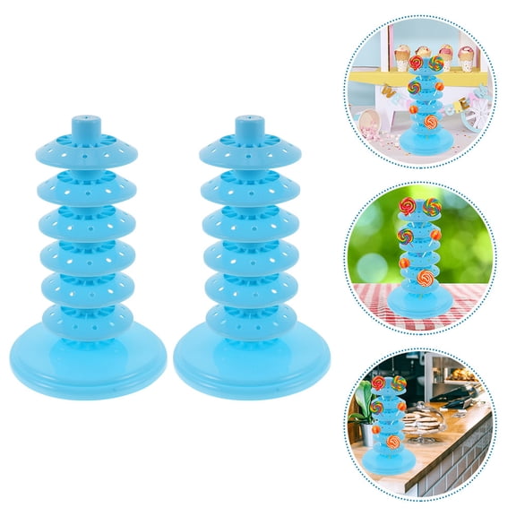 WEUVEB 2Pcs Candy Display Rack Cake Pop Stands For Dessert Table Blue PP For Weddings